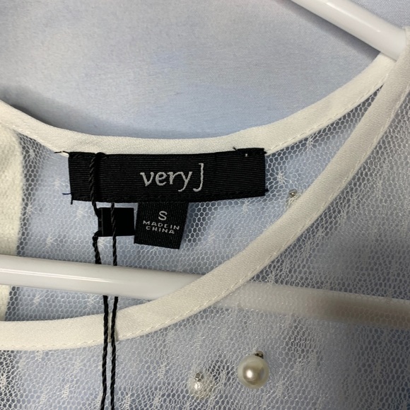 Very J- White Babydoll Pearl Embellished Dress S - Picture 6 of 10